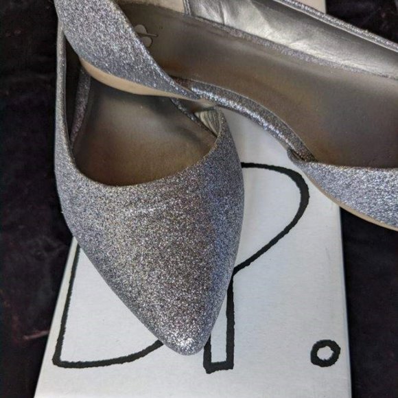Silver Flats, Glam Glitter Holiday Dress Shoes, BP brand sz 8 Near Perfect - Picture 9 of 14